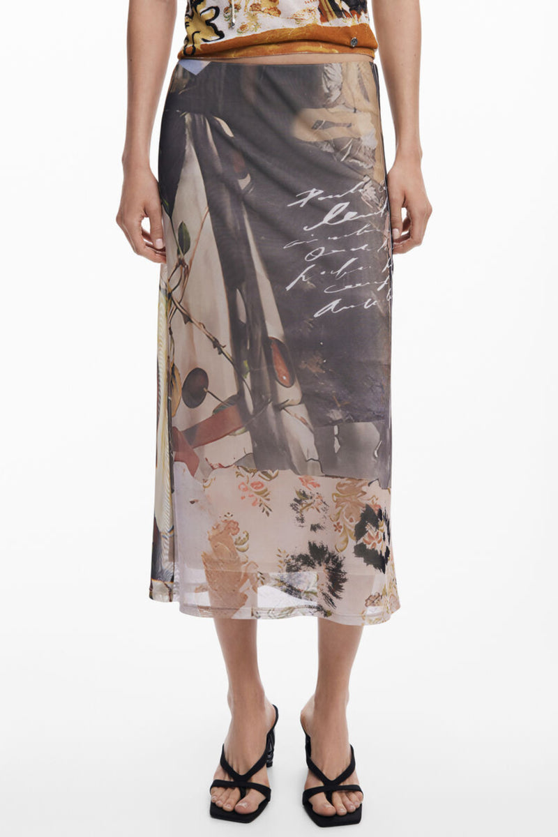 Desigual Gonna Longuette Donna Beige